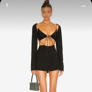 DANIELLE GUIZIO Flore Tie Dress in Black